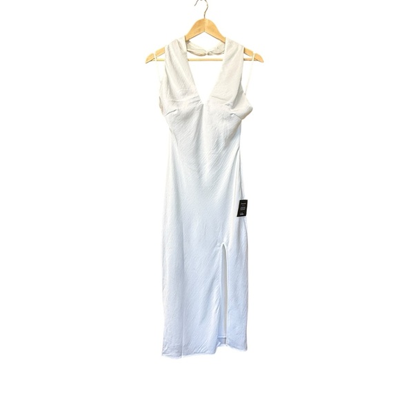 NEW Lulus Beyond Classy White Satin Halter Midi Dress Small #1563 - Picture 4 of 7
